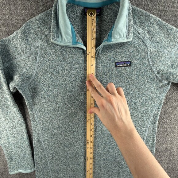 Patagonia Fleece Jacket Women Medium Pullover Blue 1/4 Zip Logo Better Sweater - Picture 5 of 14